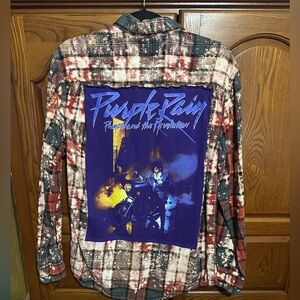 Prince and the Revolution Purple Rain upcycled bleached flannel tee